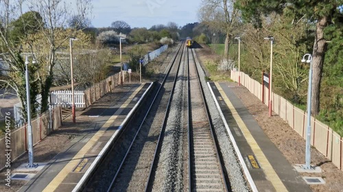 great british railways 4K rural station warwickshire england uk