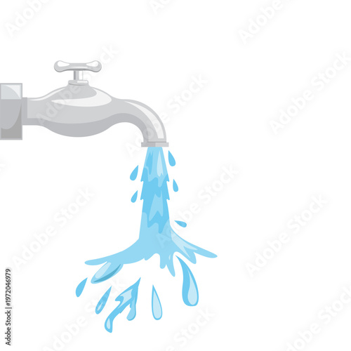 water flow from faucet vector illustration cartoon element concept design template
