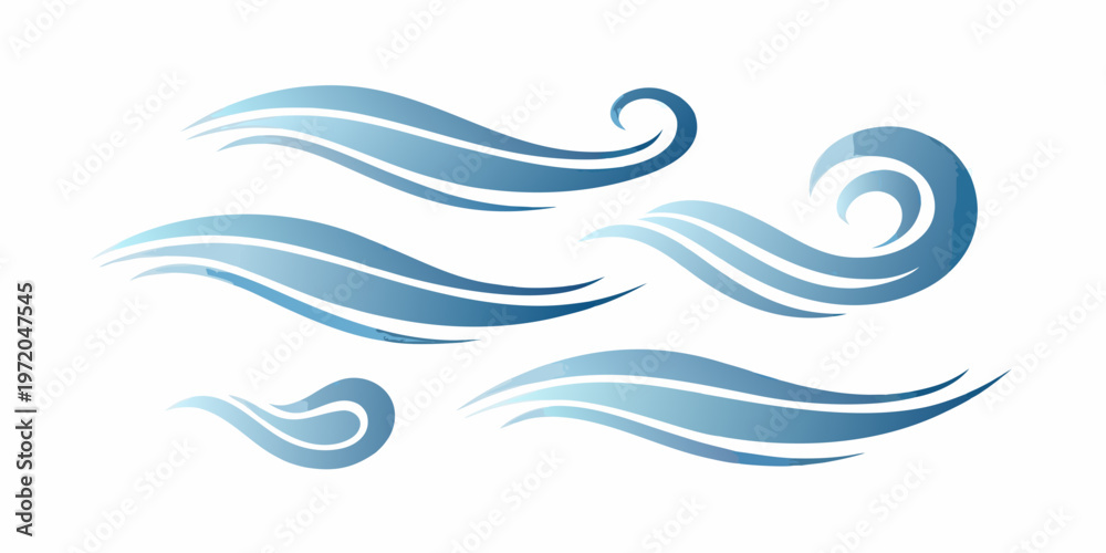 Naklejka premium Abstract blue wave designs create a flowing dynamic water effect