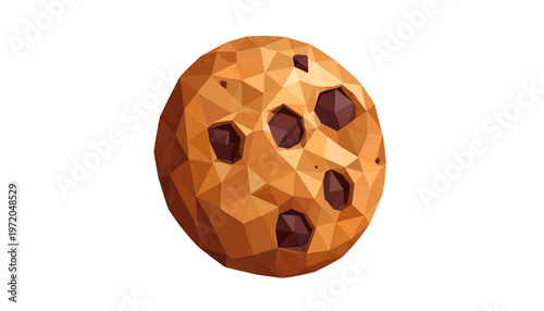 Chocolate chip cookie with golden crust displayed as crunchy sweet snack in minimal illustration style vector