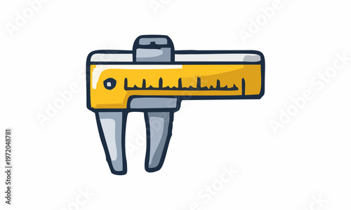 line art color of vernier caliper cartoon illustration