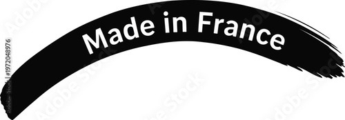 Made in France Black Brush Stroke Label Symbol Isolated on a White Background Vector Graphic