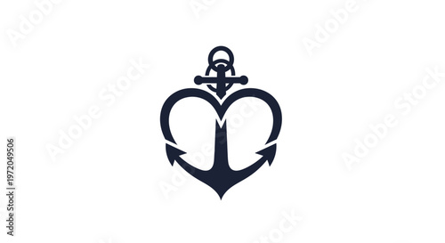 Black Anchor Icon Symbol.