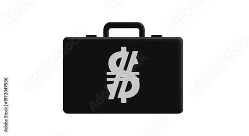 Black briefcase with dollar sign.