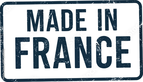 Black grunge rubber stamp label with Made in France text isolated on white background texture