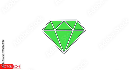 Green Diamond Icon Vector Graphic