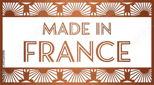 Made in France label with artistic decorative border for premium quality product branding and packaging