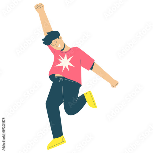 Trendy Gen Z Flat Character - Energetic Hip Hop Dancer