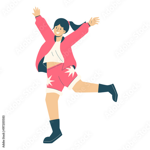 Trendy Gen Z Flat Character - Energetic Hip Hop Dancer