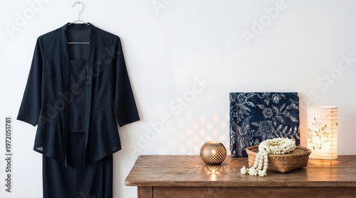 Minimalist Hari Kartini Cultural Table Setup with Kebaya, Batik Pattern, and Traditional Decorative Elements