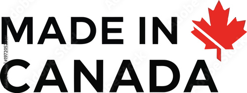 Made In Canada Official Label With Red Maple Leaf Symbol For Products And Quality Branding