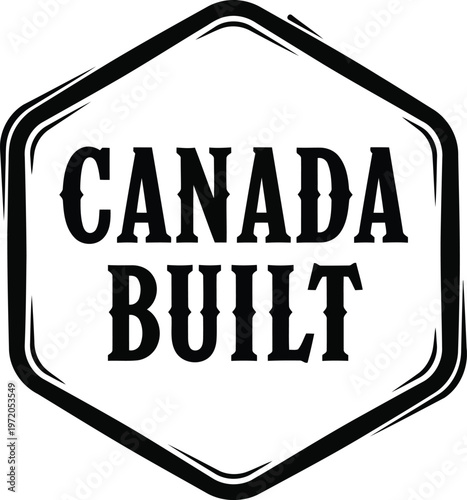 Canada Built vector badge stamp logo label design for manufacturing construction engineering or industrial branding