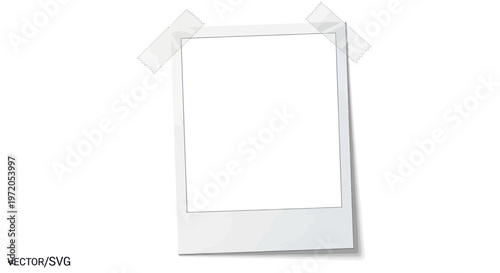Blank Instant Photo Frame Mockup with Tape on White Background