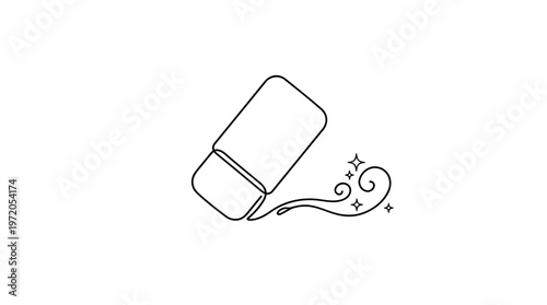 Eraser Stardust Single Continuous Line Drawing Minimalist Monoline School Stationery Vector Illustration