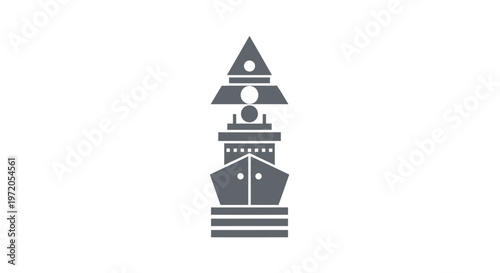 Abstract Geometric Lighthouse Illustration on a White Background.