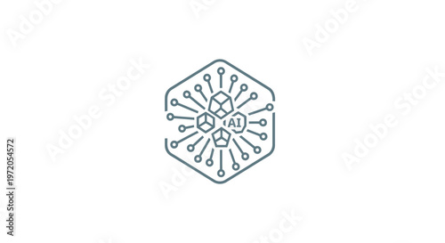 Abstract Geometric Logo Design Featuring Hexagon and Circuitry Elements.