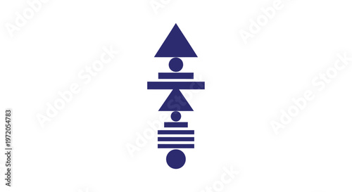 Abstract Geometric Shapes in Blue Color on White Background.