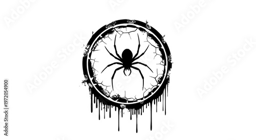 Black spider in a dreamcatcher web.