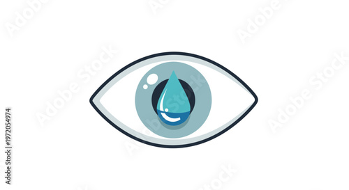 a blue eye with a water drop.