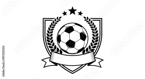 Soccer ball logo with laurel wreath.