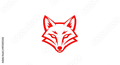 Red Fox Head Silhouette Logo Icon, Minimalist Animal Emblem