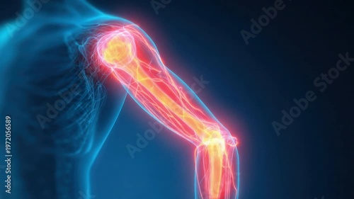 Anatomical Overview: A captivating view of the human arm is highlighted to show the bone structure.