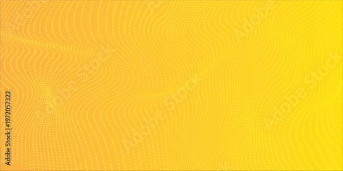 Yellow halftone pattern. Retro comic gradient background. Bright orange pixelated dotted texture overlay. Cartoon pop art faded gradient pattern. Vector backdrop for poster, banner, advertisement