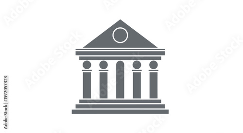 Classic architectural building with columns and a triangular roof design.