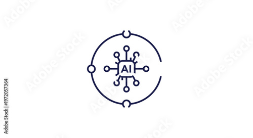 Artificial Intelligence Circuitry Depicted in Modern Minimalist Graphic Design.