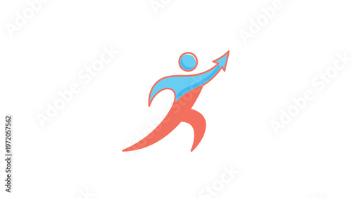 Abstract Human Figure with Arrow Symbolizing Growth and Progress.