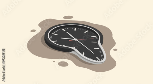 Surreal melting clock symbolizing the distortion of time and the urgency of time management and countdown deadlines