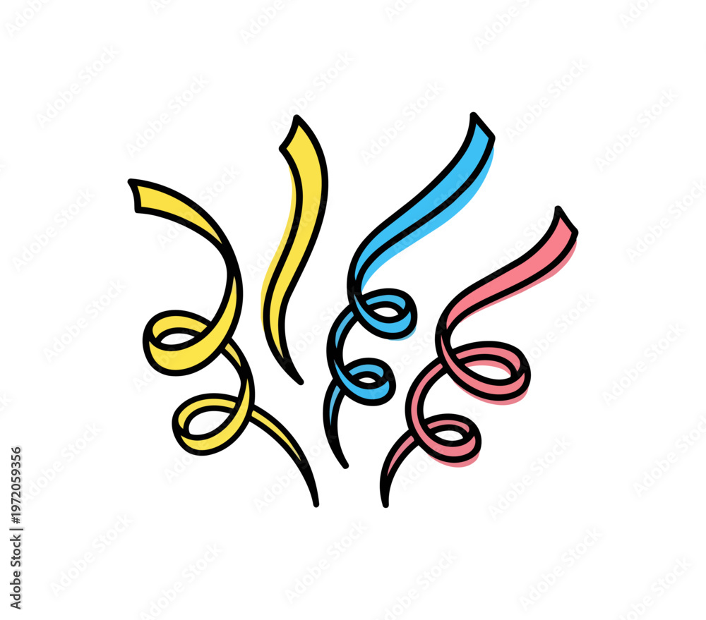 Fototapeta premium Colorful ribbons spiraling against black background for decorative design