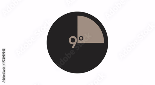 Circular timer graphic with a segment indicating 9 degrees, representing countdown and time management concepts.