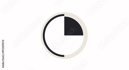 Minimalist countdown timer graphic with a segment filled in, representing time management and deadlines.