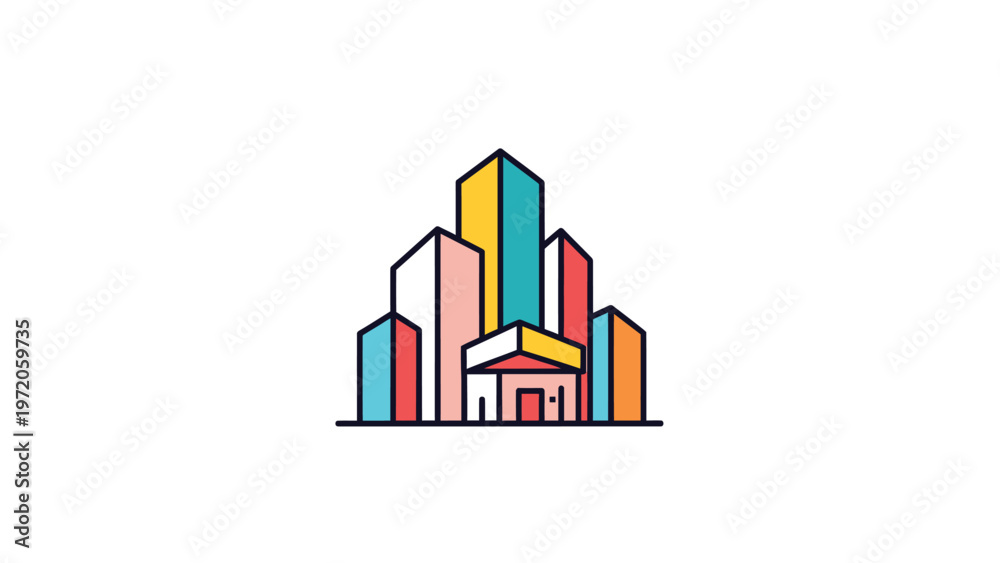 Fototapeta premium Colorful Abstract Cityscape Illustration Depicting Modern Architectural Designs.