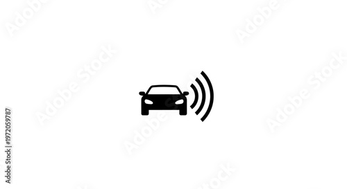 Car with wireless signal icon.