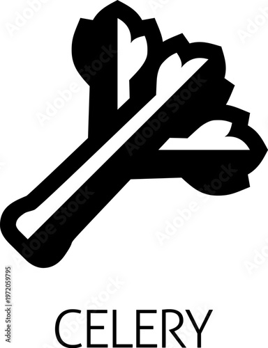 Celery vegetable food stylised icon concept. Possibly an icon for the allergen or allergy.