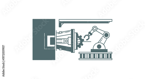 Automated Robotic Arm Performing Precision Manufacturing Task in Factory.