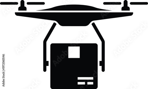 Vector graphic illustration of a drone delivering a package