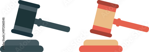 Gavel icons judge court law auction justice vector set isolated transparent illustration legal symbol design