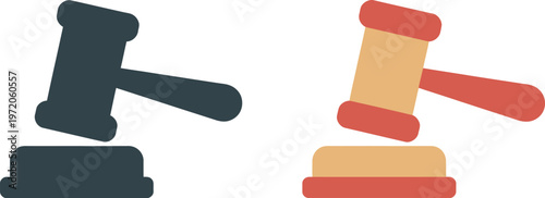 Gavel icons judge court law auction justice vector set isolated transparent illustration legal symbol design