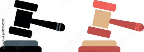 Gavel icons judge court law auction justice vector set isolated transparent illustration legal symbol design