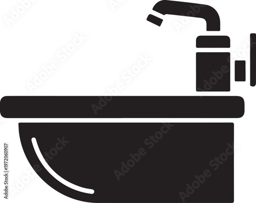 Shampoo sink icon.Flat silhouette version.