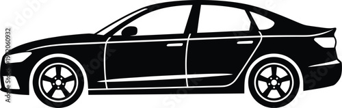 Modern black sedan car vector illustration with sleek design elements