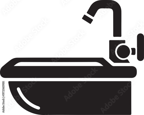 Shampoo sink icon.Flat silhouette version.