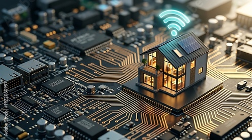 Smart home technology integration with advanced circuitry, representing innovation in automated living and interconnected IoT devices