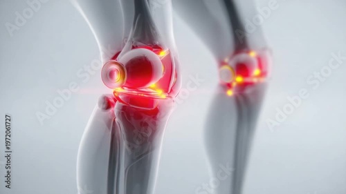 Illuminating Joint Anatomy: A high-impact visualization spotlights the intricacy of a knee joint. showcasing its inner workings with vibrant hues, illuminating the connection between health, anatomy.