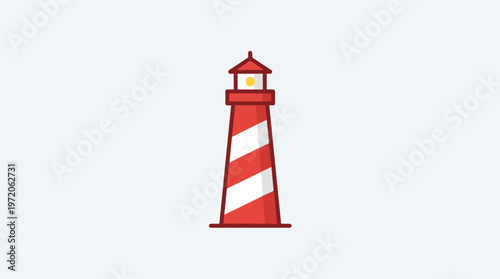 Red and white lighthouse tower.