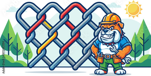 Cartoon bear with chain link.