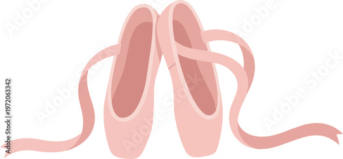 Pink Ballet Shoes With Ribbons.